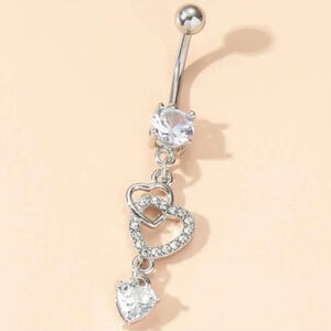 1 LEFT! Heart Rhinestone Bellybutton Ring